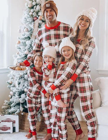 Mixed color plaid Matching Family Christmas Pajamas-Dog Pajamas Included