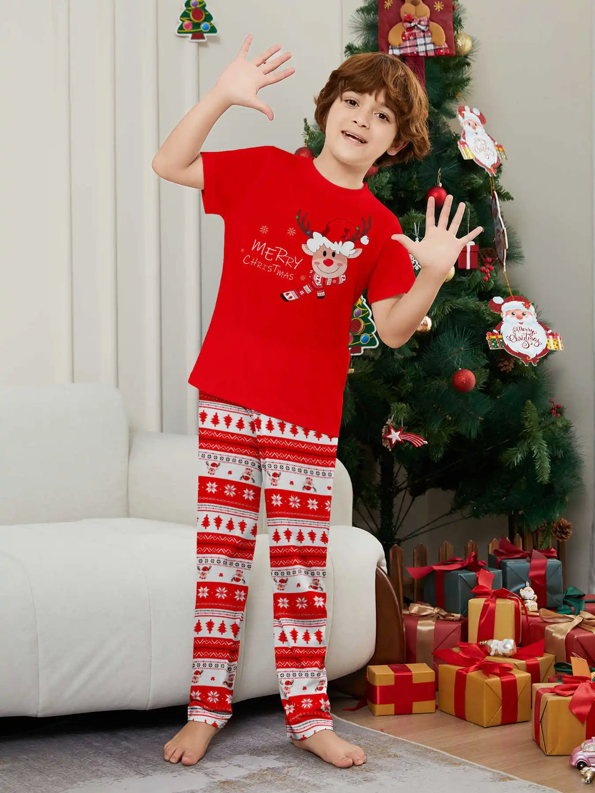 Matching Family Christmas Pajamas - Elk Print