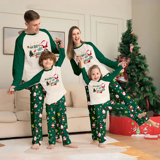 Matching Family Christmas Pajamas - Green/White Noel
