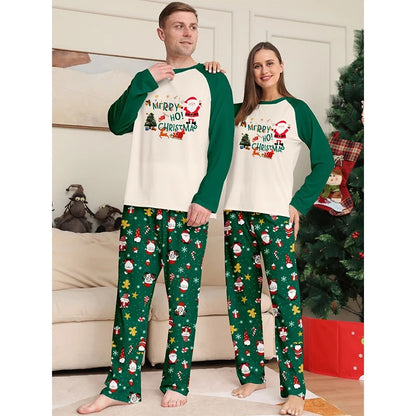 Matching Family Christmas Pajamas - Green/White Noel