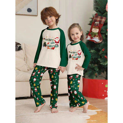 Matching Family Christmas Pajamas - Green/White Noel