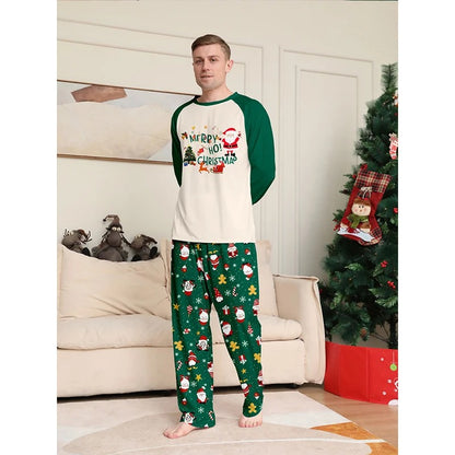 Matching Family Christmas Pajamas - Green/White Noel